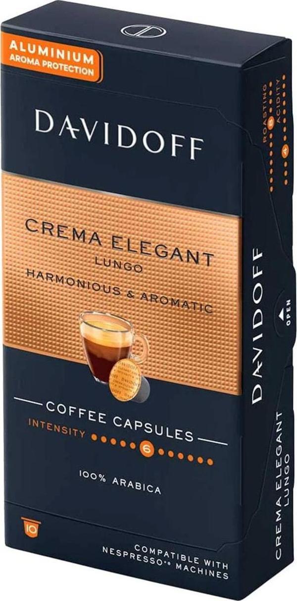 Davidoff Crema Elegant Lungo Harmonıous & Aromatıc Aluminium Kapsül Kahve 10'lu (nespresso Uyumlu) - Image 1