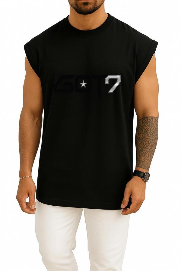 Oversize Got7 Logo, Got7 Logo K-Pop Thank You Boy Band Göğüs Tasarımlı Atlet - Image 1