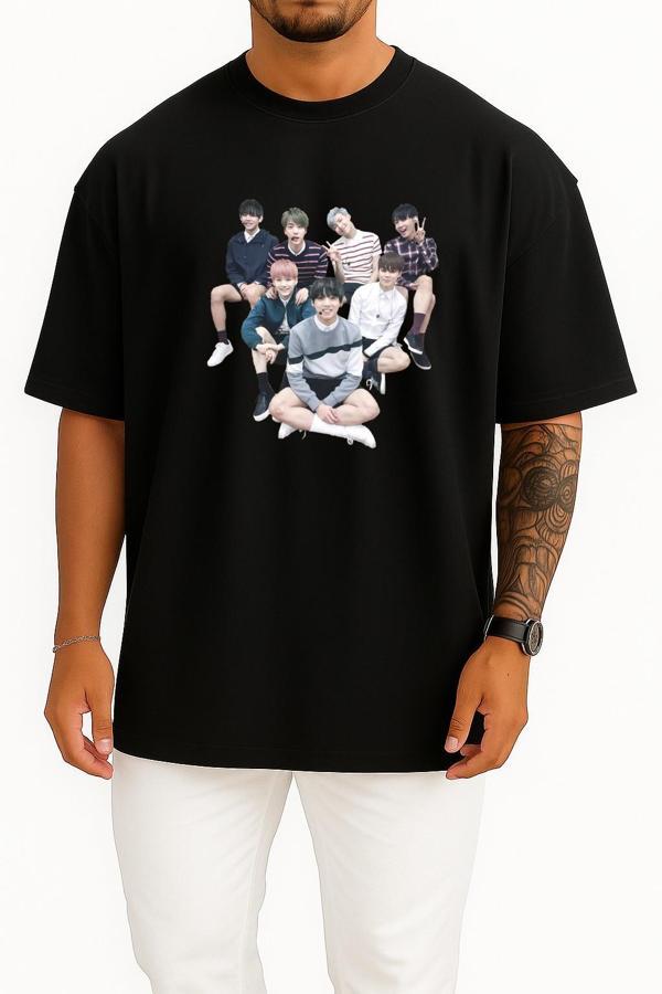 Oversize Bts Sticker N.O -Japanese Ver.- K-Pop, Group Göğüs Tasarımlı Unisex T-Shirt - Image 1