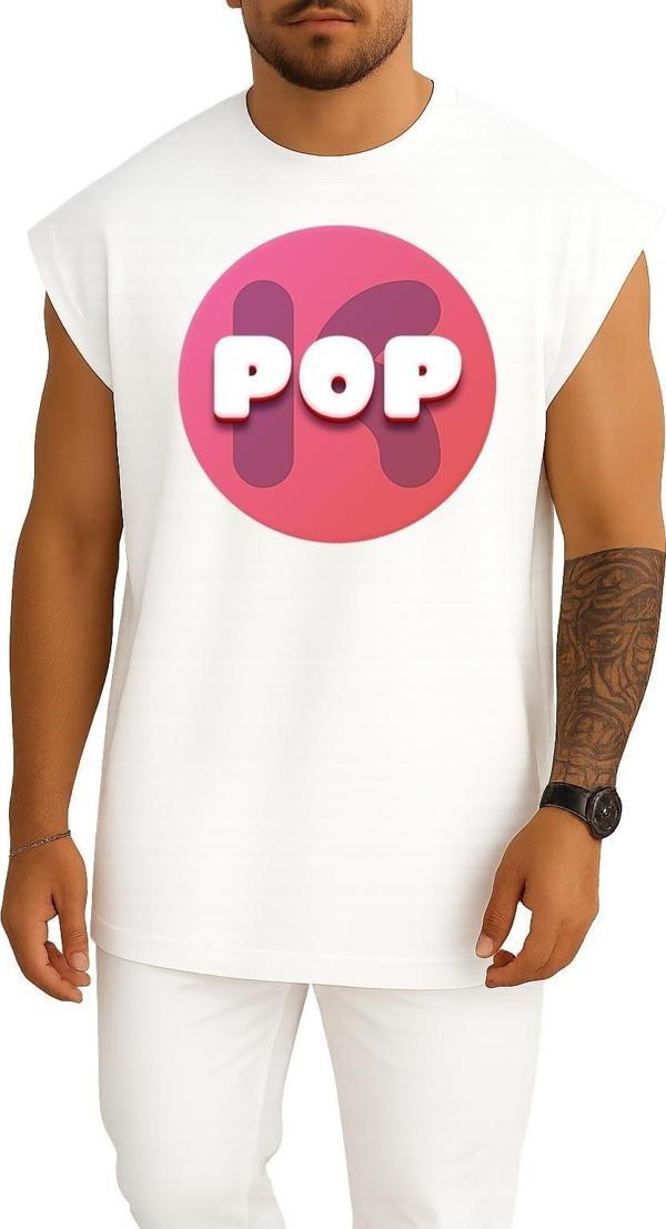 Oversize Kpop 2048 K-Pop Music Song Göğüs Tasarımlı Atlet - Image 1
