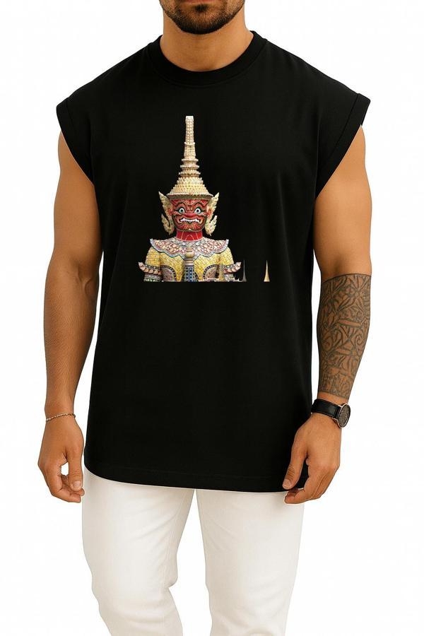 Oversize Golden Buddha Great Buddha Of Thailand Buddha Göğüs Tasarımlı Atlet - Image 1