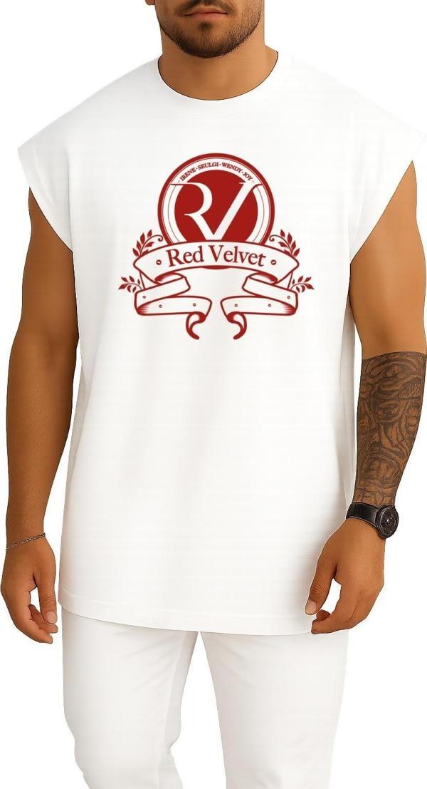 Oversize Red Velvet K-Pop Logo Korean İdol S.M Göğüs Tasarımlı Atlet - Image 1
