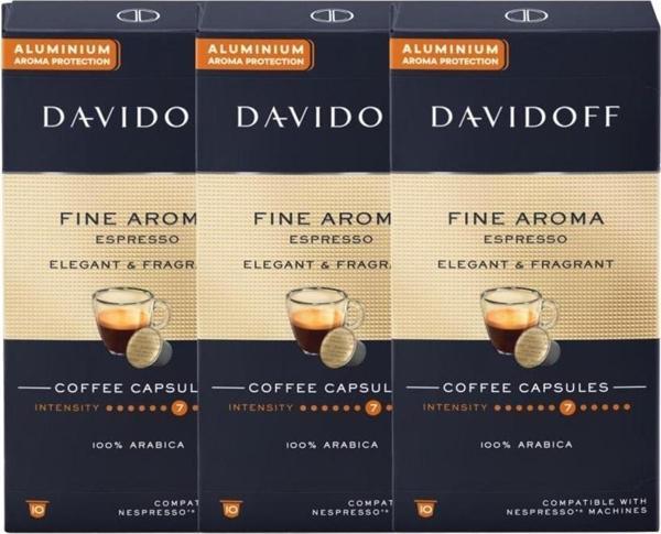 Davidoff Fıne Aroma Espresso Elegant & Fragrant Aluminium Kapsül Kahve 10'lu 3 Paket - Image 1