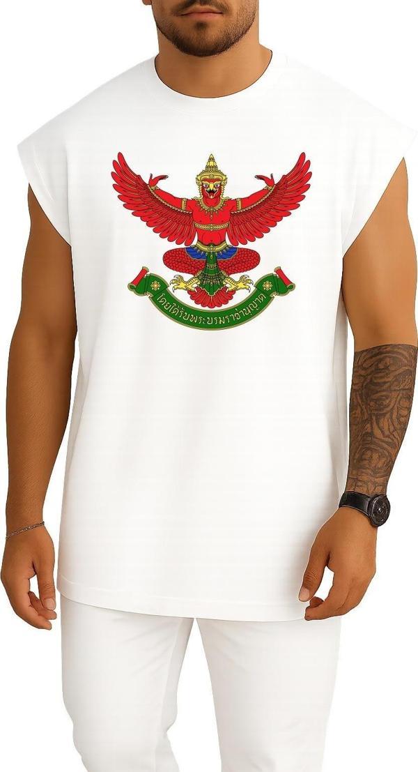 Oversize Emblem Of Thailand Garuda Symbol Flag Of Thailand Göğüs Tasarımlı Atlet - Image 1
