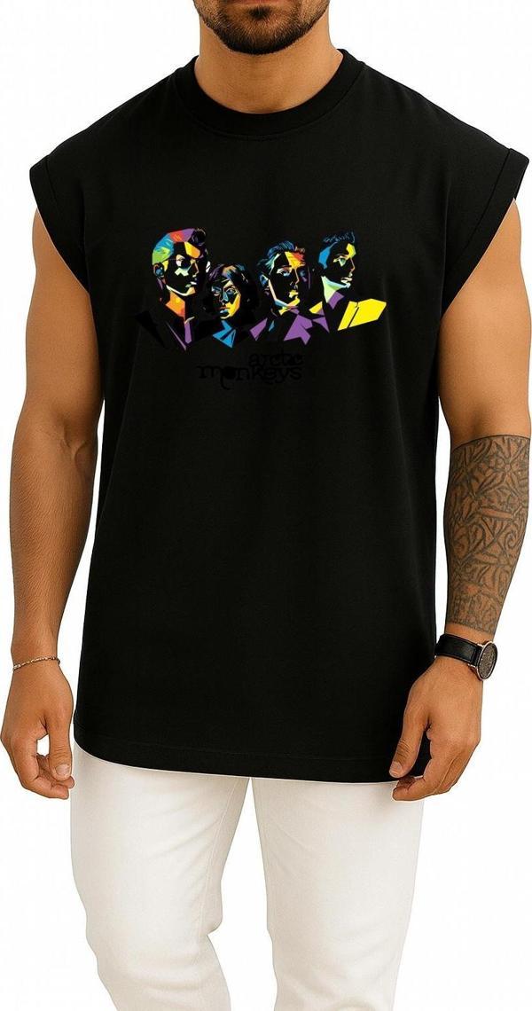 Oversize Arctic Monkeys Art, Jamie Cook Alex Turner Arctic Monkeys Göğüs Tasarımlı Atlet - Image 1