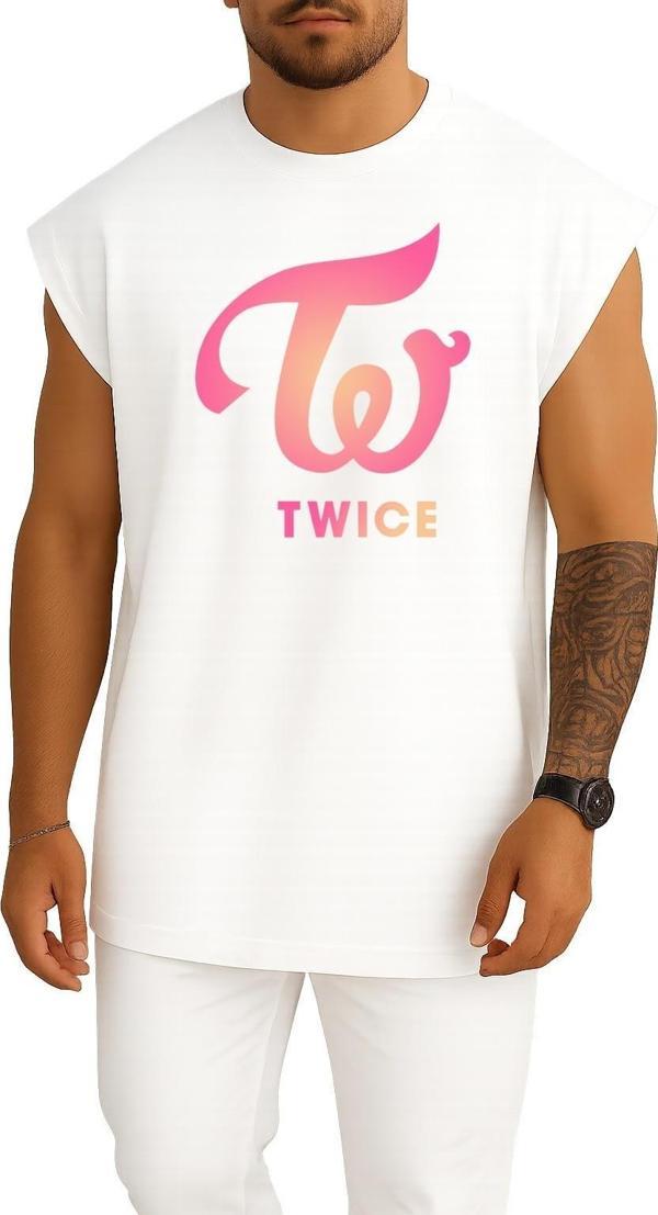 Oversize Twıce K-Pop Logo Lıkey Signal Göğüs Tasarımlı Atlet - Image 1