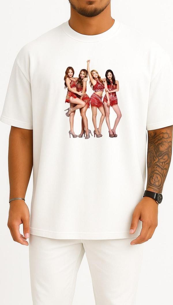 Oversize Sistar Give It To Me K-Pop Exıd Shake It, Aoa, Friendship Göğüs Tasarımlı Unisex T-Shirt - Image 1