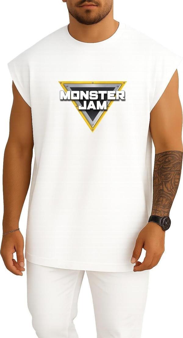 Oversize Monster Jam World Finals Monster Truck Göğüs Tasarımlı Atlet - Image 1
