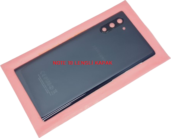 Tkgz Samsung Galaxy NOTE 10 Arka Pil Batarya Kapağı (CAM+KAMERA LENSLİ) SİYAH - Image 1