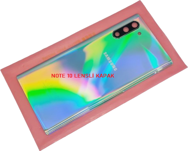 Tkgz Samsung Galaxy NOTE 10 Arka Pil Batarya Kapağı (CAM+KAMERA LENSLİ) GRİ - Image 1