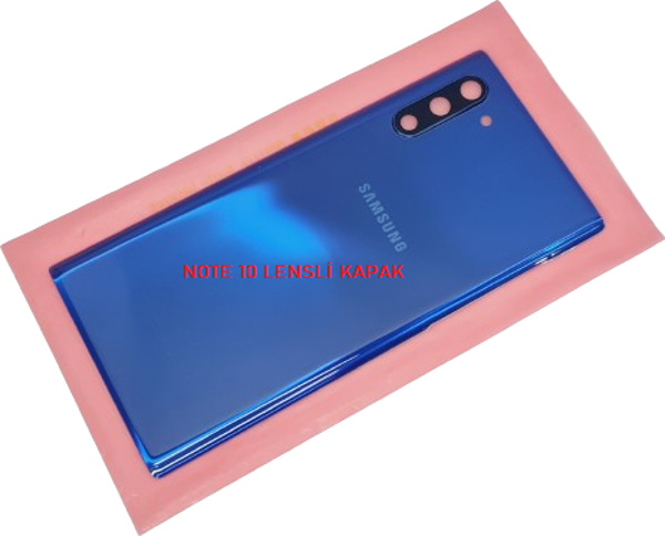 Tkgz Samsung Galaxy NOTE 10 Arka Pil Batarya Kapağı (CAM+KAMERA LENSLİ) MAVİ - Image 1
