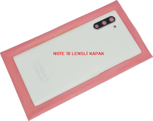 Tkgz Samsung Galaxy NOTE 10 Arka Pil Batarya Kapağı (CAM+KAMERA LENSLİ) BEYAZ - Image 1