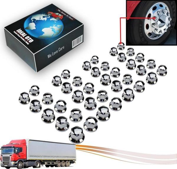 Lala Otomotiv Tır Kamyon İçin 40 Adet Krom Bijon Anahtar Kapağı (33 Mm) - Image 1