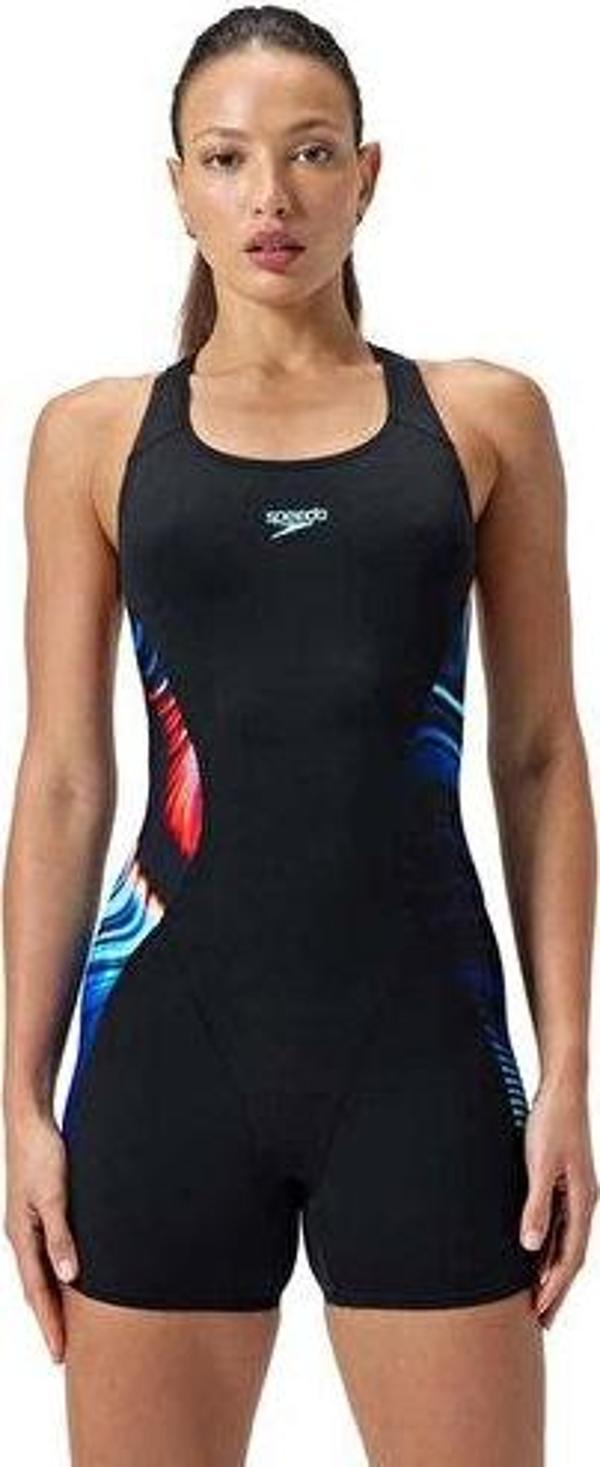 Speedo Digital Prt Af Legsuit Black Kadın Yüzücü Mayosu 8-00494418169 Siyah - Image 1