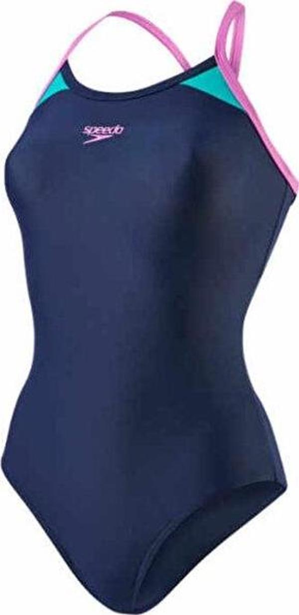 Speedo Kadın Yüzücü Mayosu Lacivert Spl Trsp Rbck Af Navy Purple 8-10837B373 - Image 1