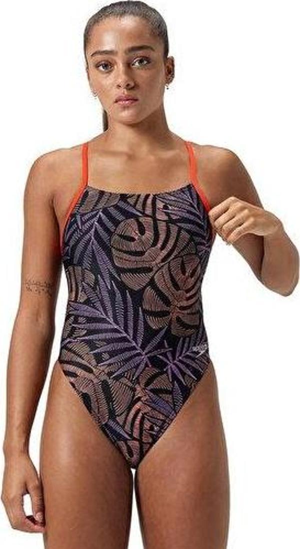 Speedo Alov Digi Tiebk 1Pc Af Orange Kadın Yüzücü Mayosu 8-1284118288 Turuncu - Image 1