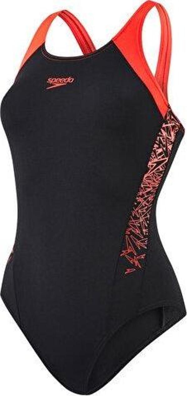 Speedo Kadın Yüzücü Mayosu Siyah Boom Spl Msbk Af Black Red 8-10821B346 - Image 1