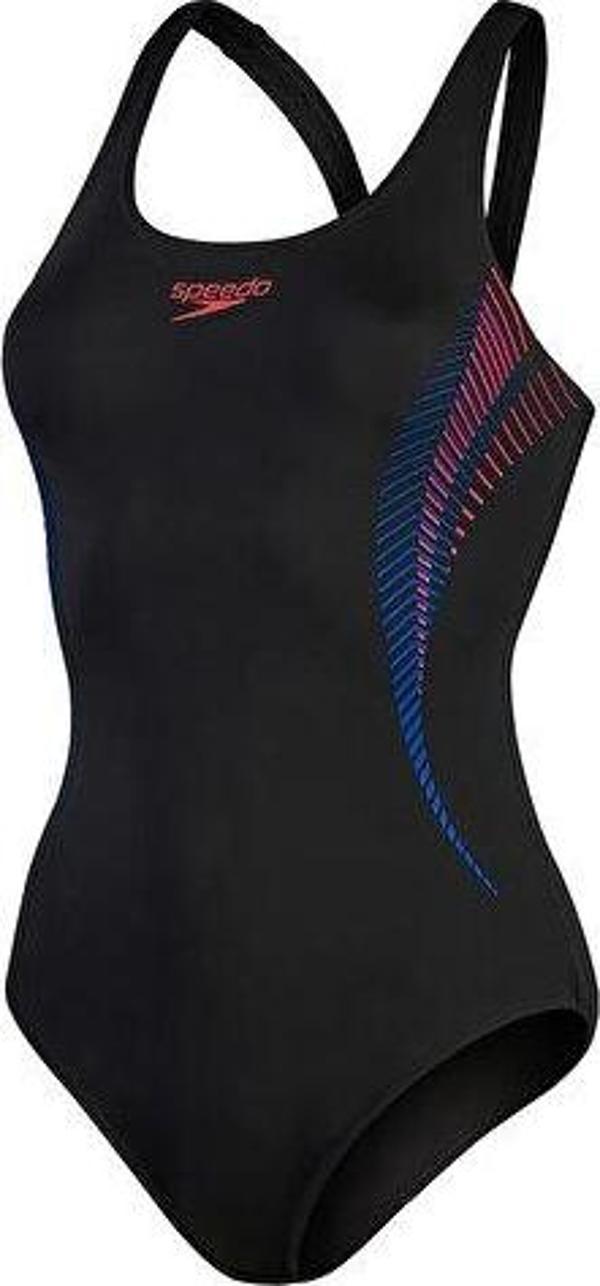 Speedo Plmt Msbk Af Black/Red Kadın Yüzücü Mayosu 8-00305814836 Siyah - Image 1