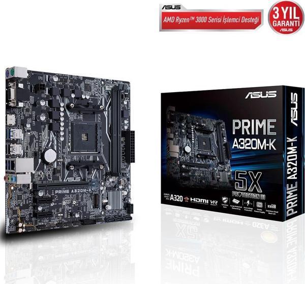 Asus Prime A320M-K AMD AM4 32GB DDR4 3200Mhz M2 Vga-Hdmi mATX Anakart - Image 1