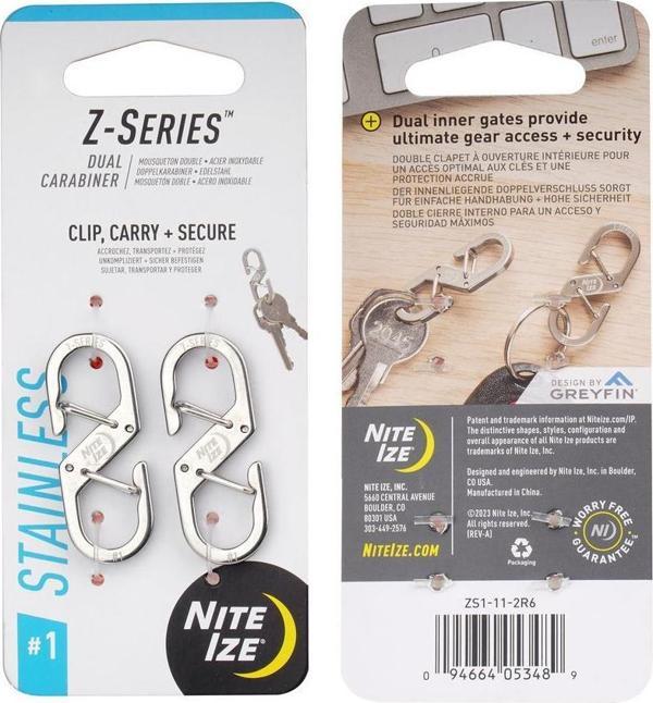 Nite Ize Z-Serisi Çift Gözlü Karabina Krom No:1 2li Paket - Image 1