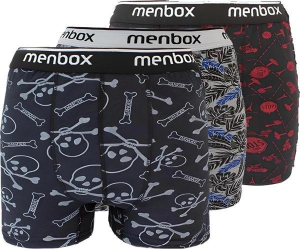 3 Adet Likralı Erkek Boxer Karışık Desenli Pamuklu - Image 1