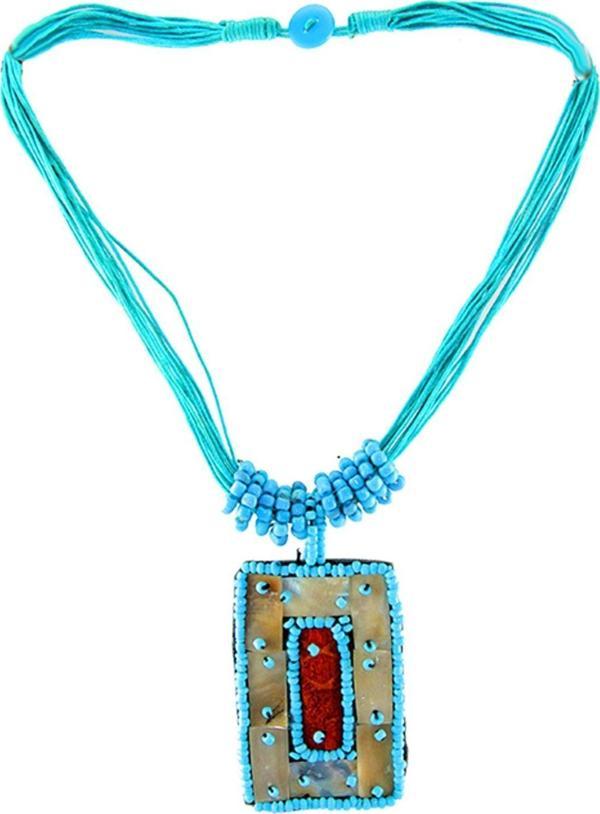TKLY01079 Sedef Halı Desen Boncuklu Kolye - Image 1