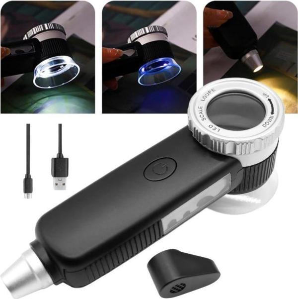 Texta TH-8019 30X Ayarlanabilir Çoklu Işıklı USB Şarjlı El Büyüteci - Image 1