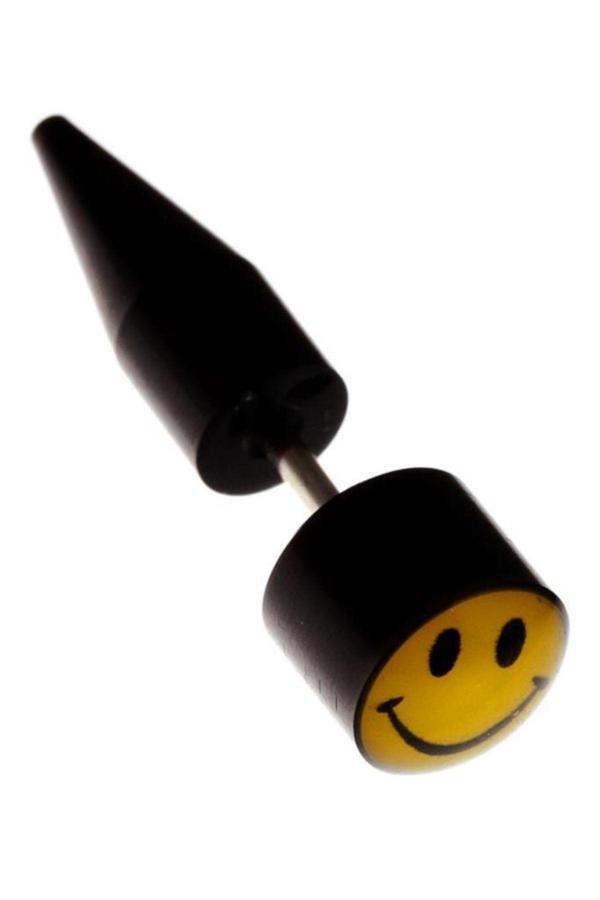 TKPE00813 Smiley Figür Bioplast Tapers Küpe K3 - Image 1