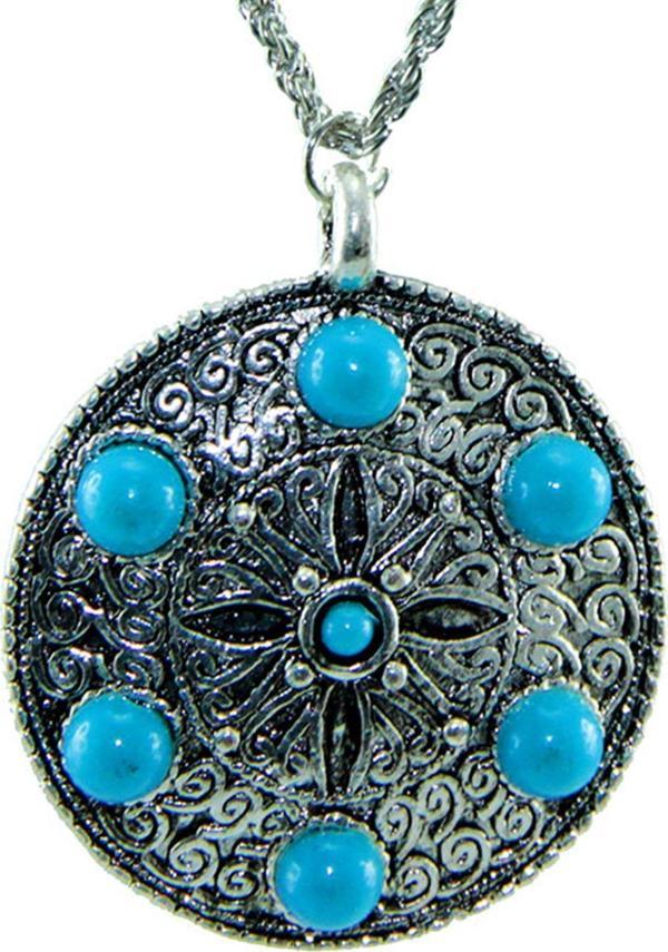TKLY01322 Turkuaz Boncuklu Shield Kolye - Image 1