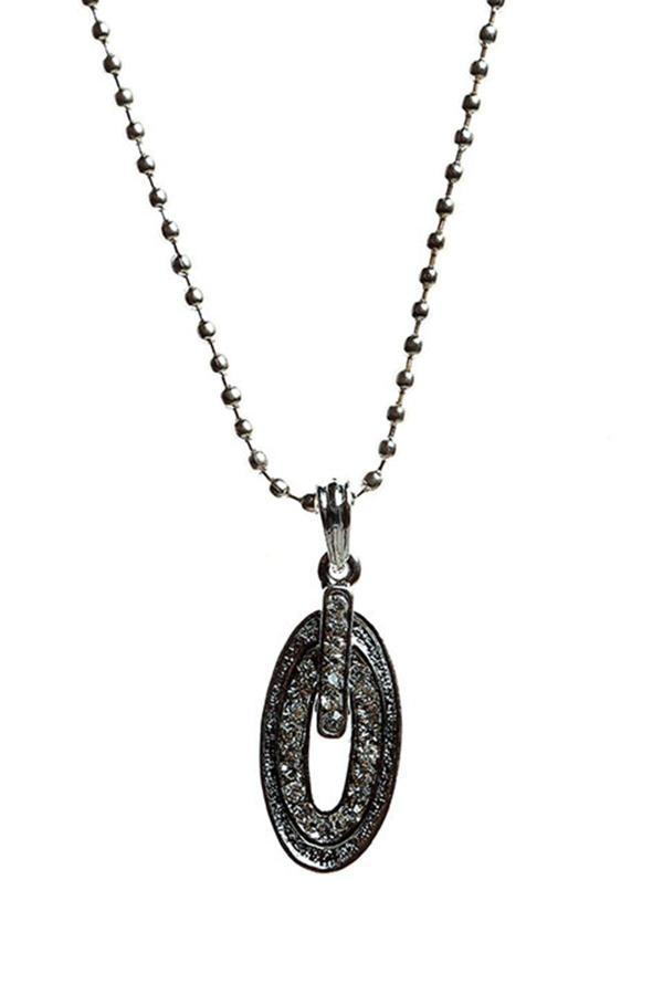 TKLY01522 Zirkon Taşlı Oval Kolye - Image 1