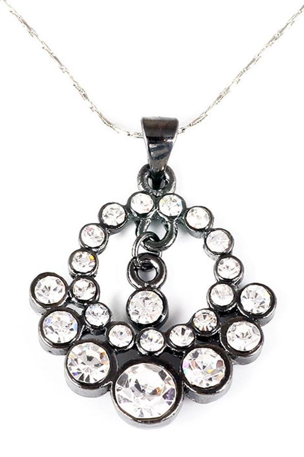 TKLY01537 Parlak Taşlı Zarif Modern Motif Kolye - Image 1