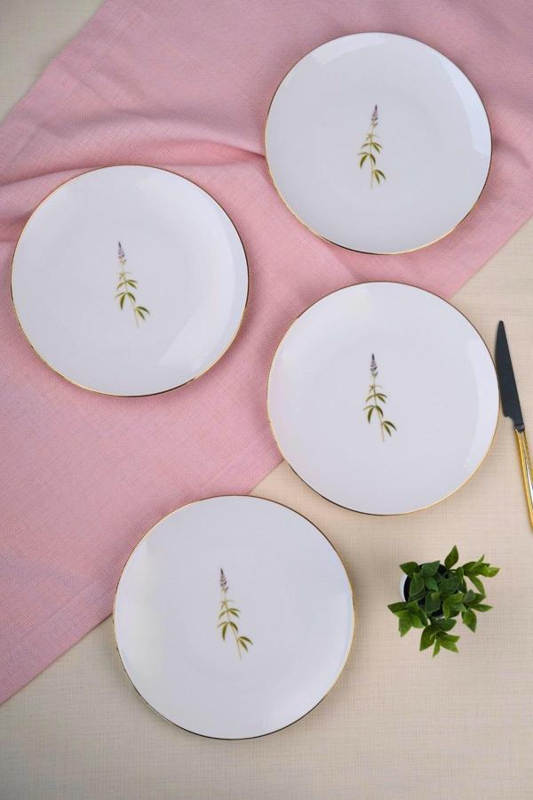 Tabak Evi Porselen Natura Salkım Altın Yaldız Pasta Tabağı 20,50cm 4 lü - Image 1