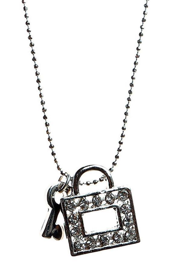 TKLY01467 Zirkon Taşlı Kilit Figür Kolye - Image 1