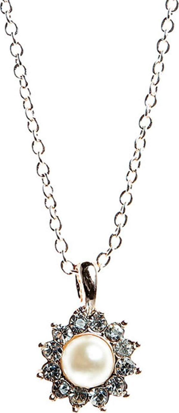TKLY01519 Zirkon ve İnci Çiçek Taşlı  Kolye - Image 1