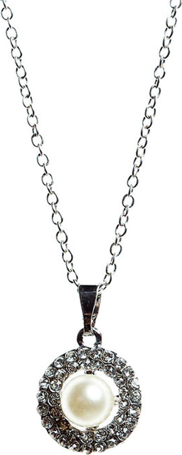 TKLY01520 Zirkon ve İnci Çiçek Taşlı Kolye - Image 1