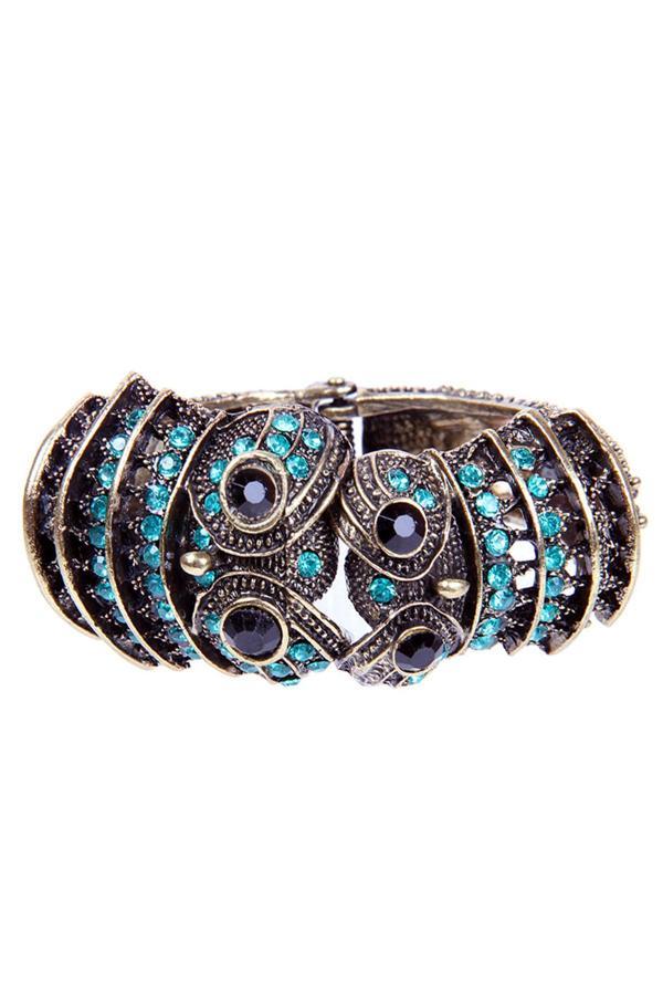 TBLK02668 Mavi Taşlı Döküm Metal Baykuş Model Kadın Bilezik 2668-2680 - Image 1