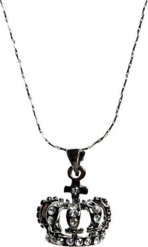 TKLY02093 Cam Taşlarla Süslenmiş Kraliyet Tacı Kolye - Image 1
