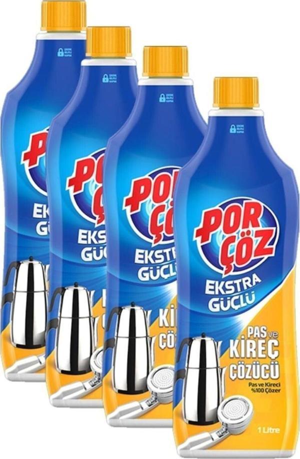 Porçöz Ekstra Güçlü Pas ve Kireç Çözücü 1 lt 4'lü - Image 1
