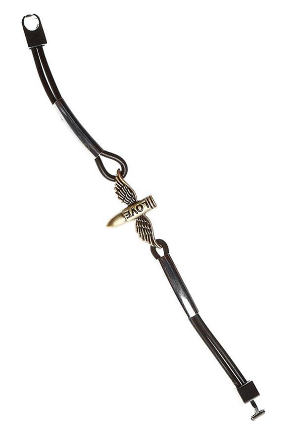 TBLK01180 Kanatlı Kurşun Unisex Bileklik 19 cm 1101-1200 - Image 1