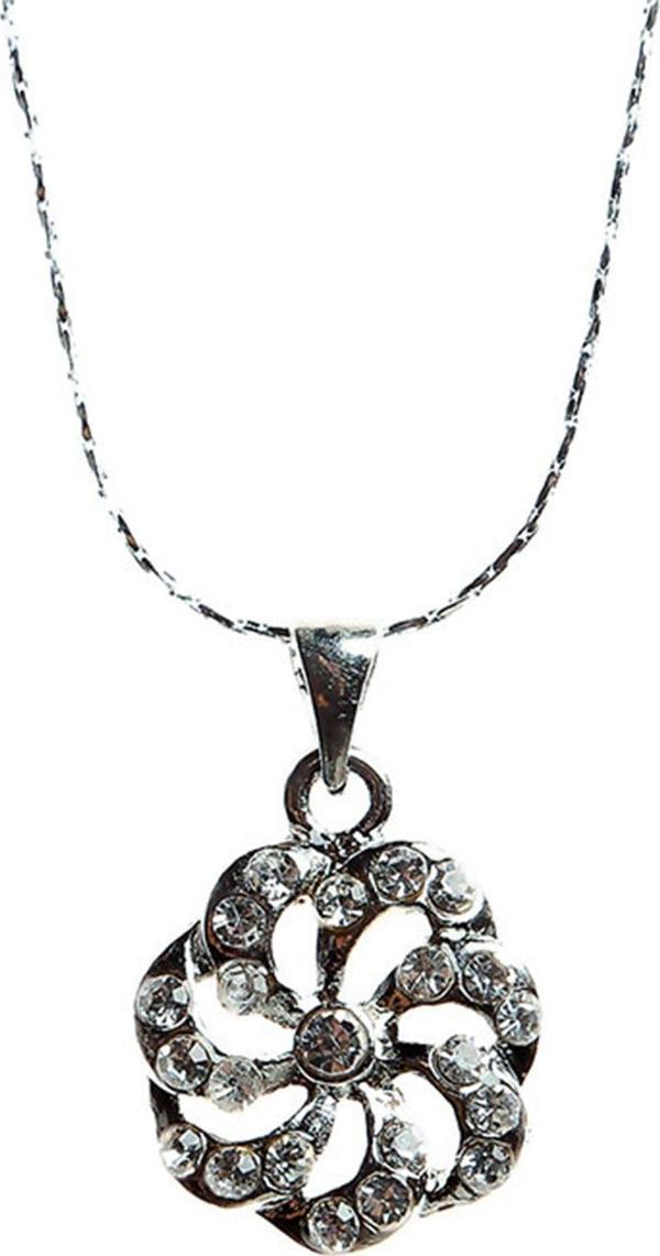 TKLY01535 Zirkon Taşlı Siyah Çiçek Kolye - Image 1