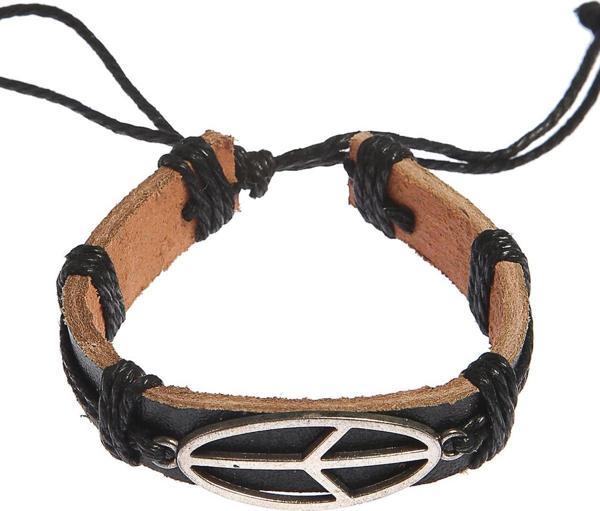 TBLK03223 Barış Figürlü Deri Unisex Bileklik 3197-3400 - Image 1