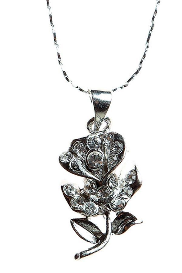 TKLY01554 Zirkon Taşlı Zarif Çiçek Kolye - Image 1