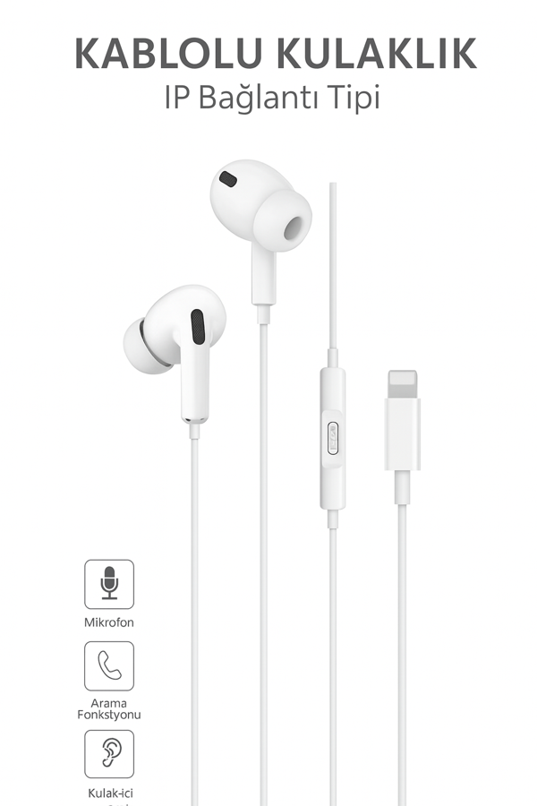 EP76 Silikonlu iPhone Kulaklığı – Kablolu, Mikrofonlu, Arama Kontrolü - Image 1