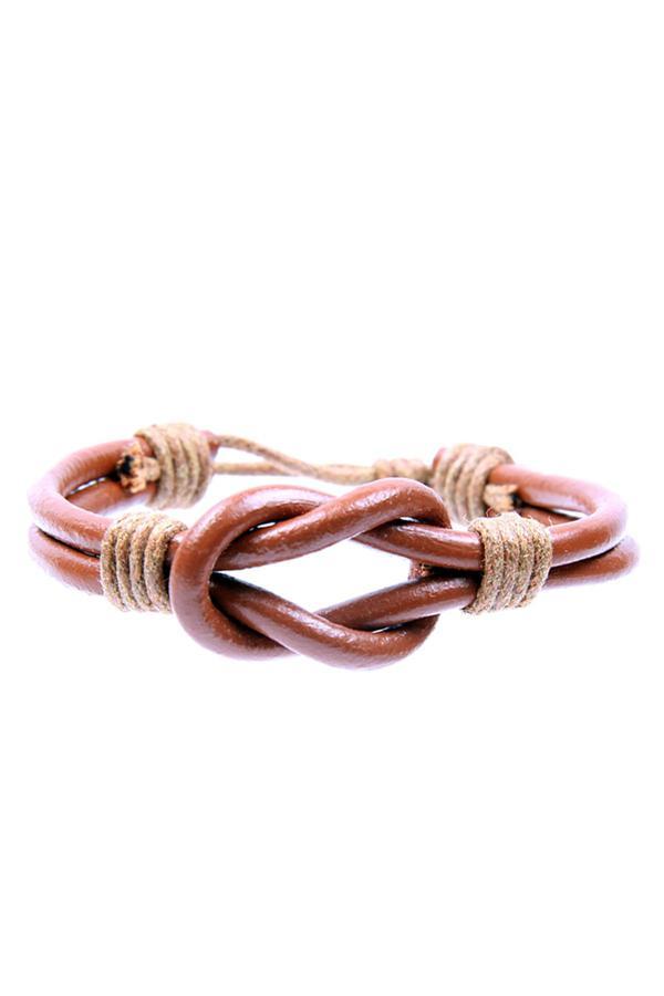 TBLK03456 Gemici Düğümü Model Deri Unisex Kahverengi Bileklik 3401-3549 - Image 1
