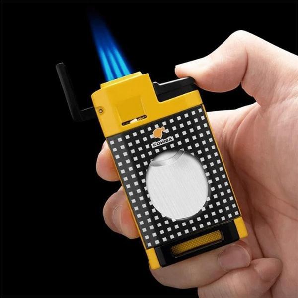 CM0650 3 Jet Torch Kesicili Puro Çakmağı Sarı - Image 1