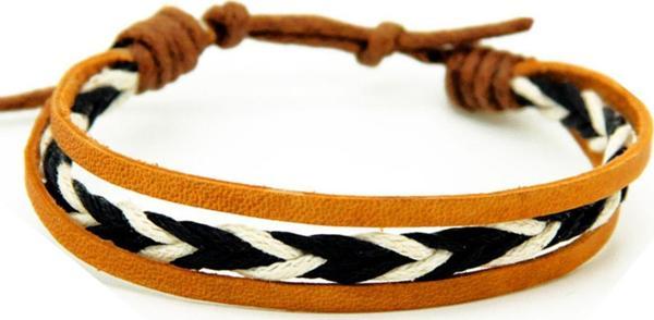 TBLK00794 Deri ve Örme İp Detaylı Forward Unisex Bileklik 703-850 - Image 1