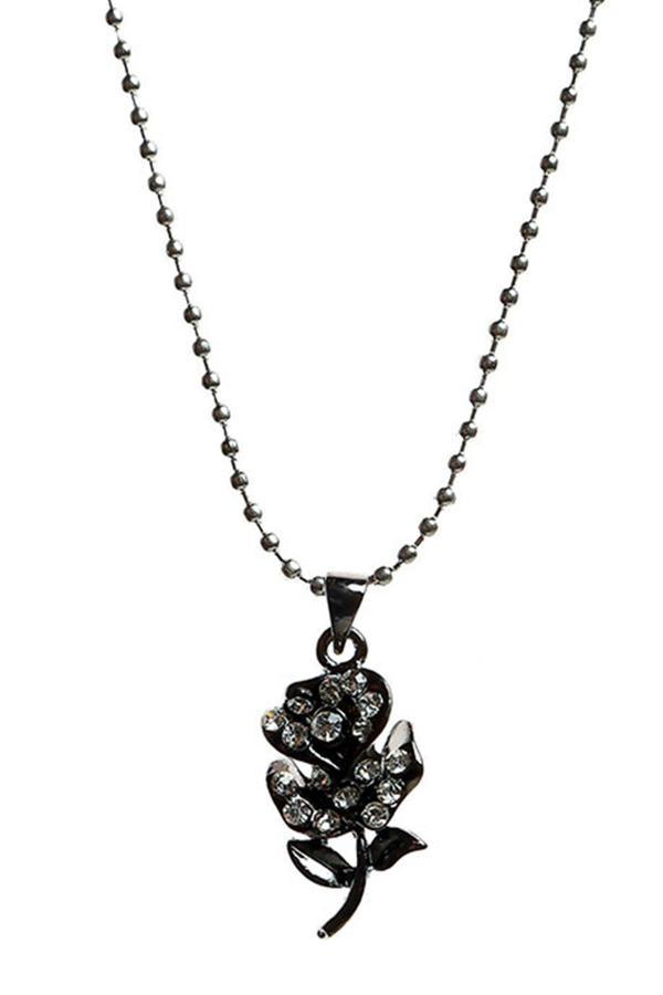 TKLY01543 Zirkon Taşlı Çiçek Kolye - Image 1