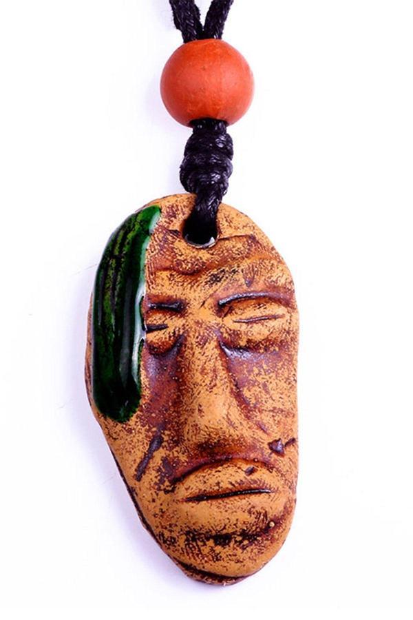 TKLY01564 Aztek Xochipilli Totem Natural Kolye - Image 1