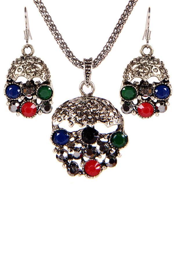 TKLY01703 Osmanlı Serisi Salkım Kolye Küpe Set - Image 1