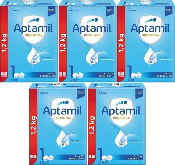 Nutrıcıa Aptamil Pronutra 1200GR Bebek Sütü No:1 (0-6 Ay) Yenidoğan Doğumdan itibaren (5 Li Set) - Image 1